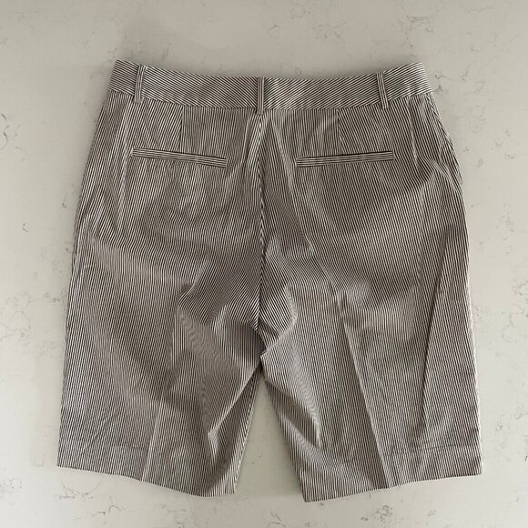 Lauren Ralph Lauren Active Striped 4 Pocket Cotton Bermuda Shorts Tan+White Sz 8 - Picture 9 of 12